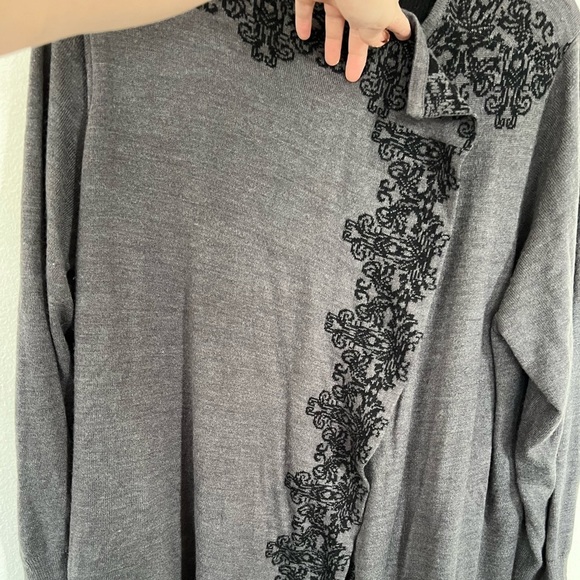 Avenue Plus Size Drapey Black & Grey Cardigan Sweater - Picture 5 of 8